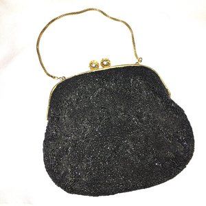 BEADED BLACK AND GOLD EVENING HANDBAG